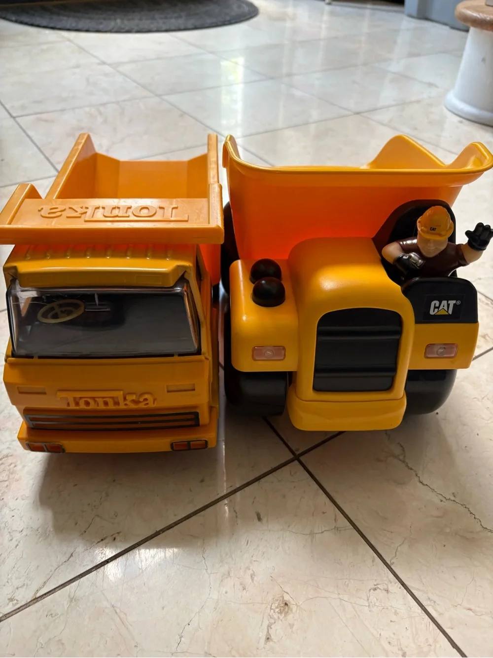 Tonka & CAT Yellow Dump Truck Toy Bundle - Kids Construction Playset